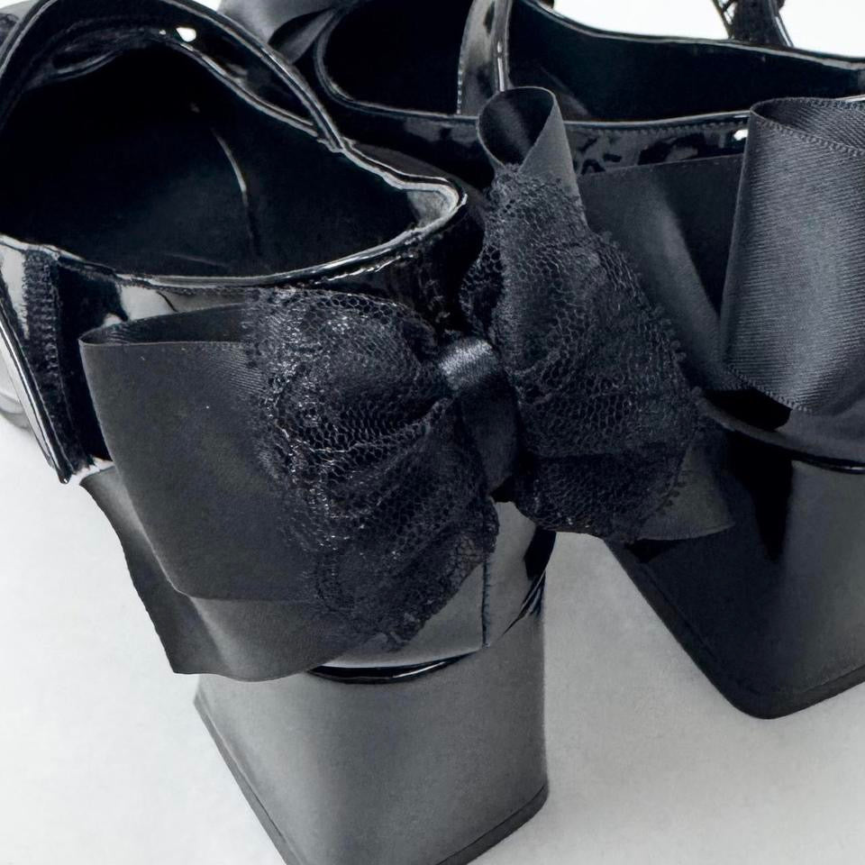 Black Bow Patent Leathe Platform Mary Janes.