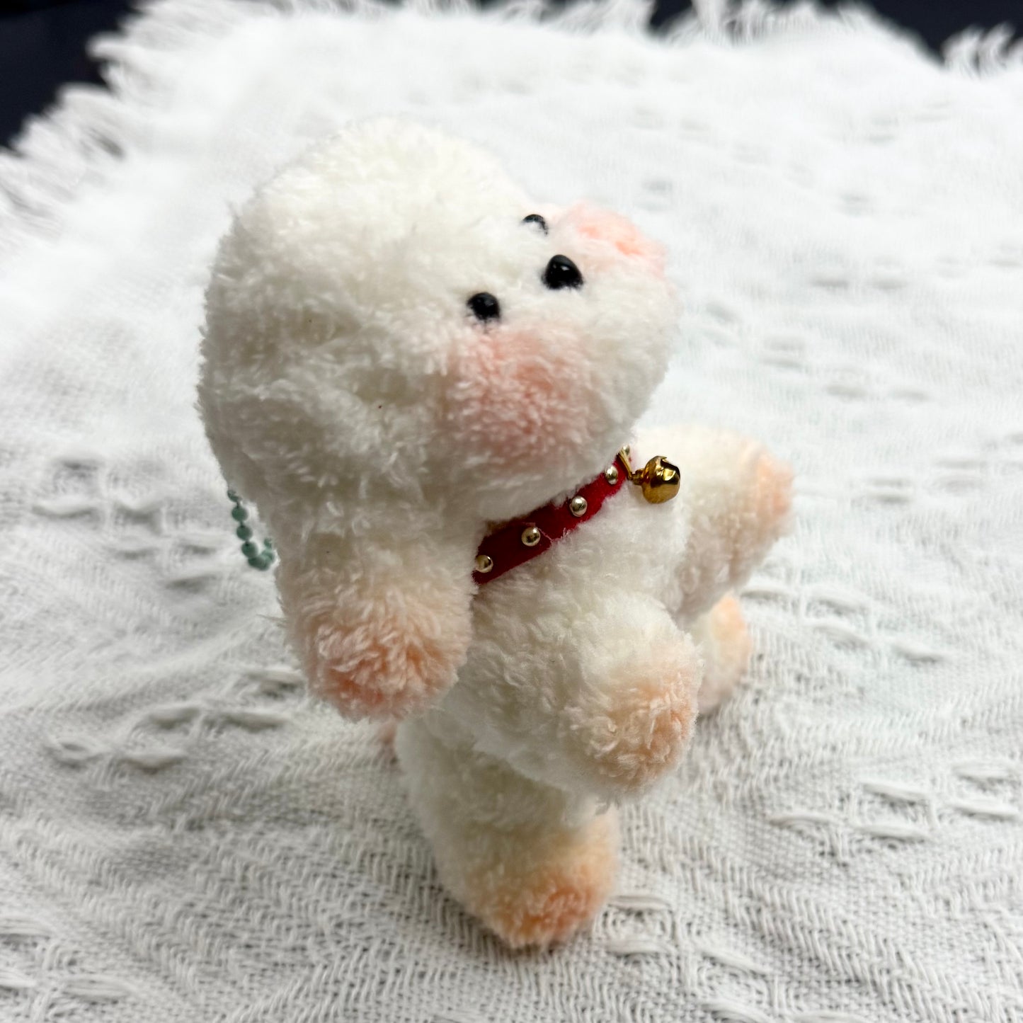 Handmade Fuzzy Puppy🐶 with Red Collar (12cm)
