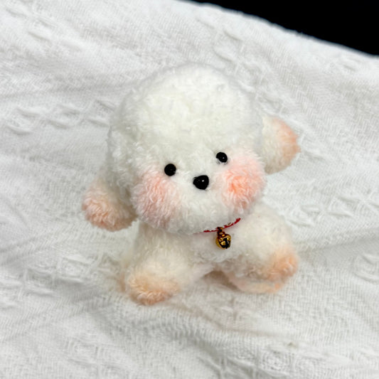 Handmade Fuzzy Puppy🐶 with Red Collar (12cm)